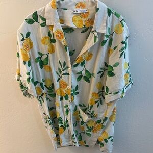 Zara Yellow Citrus Print Shirt